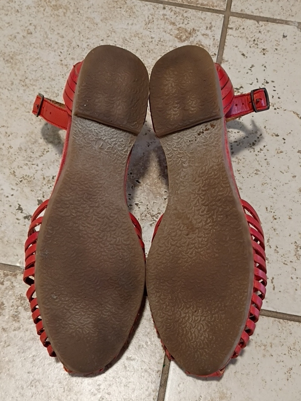 Seychelles Bits N Pieces Red Coral Huarache Ankle Strap Leather Sandal Size 7 - Picture 4 of 6